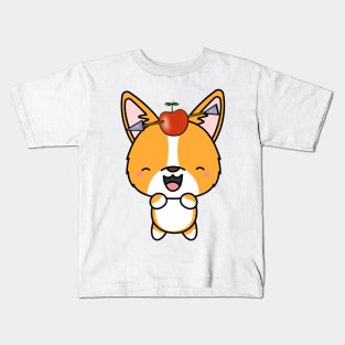 Funny Corgi is playing william tell with an apple and arrow Kids T-Shirt